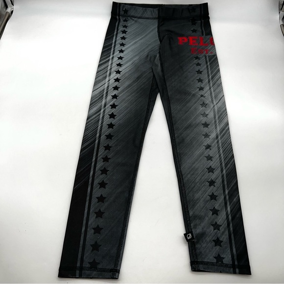 Terez Peloton Black and Gray w/ Stars Leggings w/Red Brand Spell Out-Size S - Picture 3 of 11
